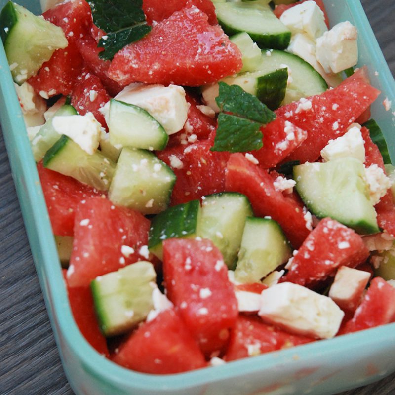 Salade express pastèque concombre feta – végétarien